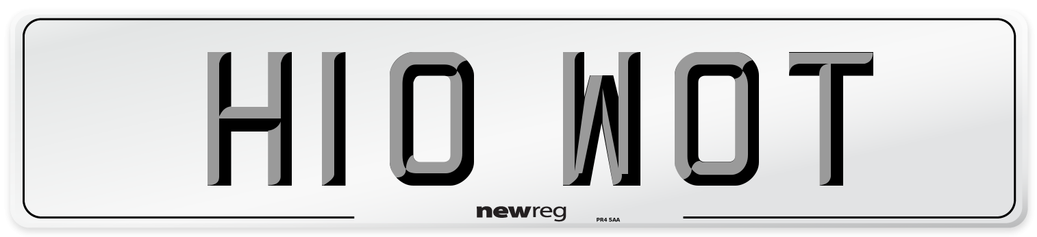 H10 WOT Number Plate from New Reg